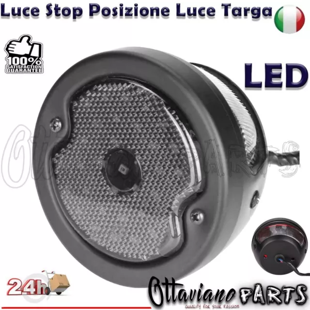 Fanale Faro Stop Posteriore Moto Cafe Racer Custom Bobber LED Luce Targa M188