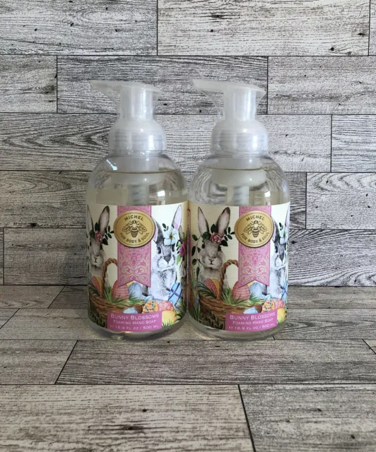 New Sealed Lot Of 2 Michel Bunny Blossoms Foaming Liquid Hand Soaps 16.9 Oz Each