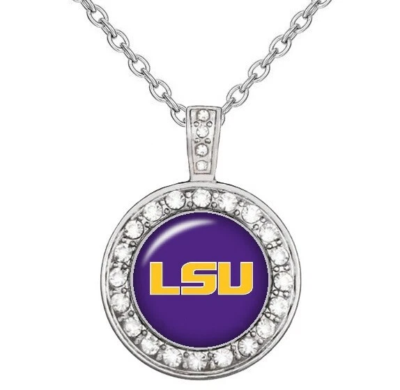 LSU Tigers Purple Womens 925 Sterling Silver Necklace College Football  Gift D18