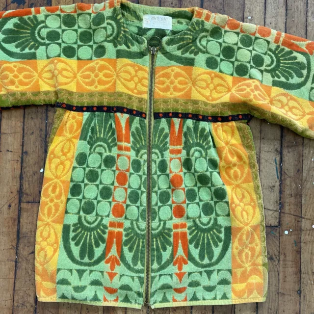 Vintage 1960/70's ROYAL TERRY Towel Full Zip Terry Cloth Cover Up Made In Japan