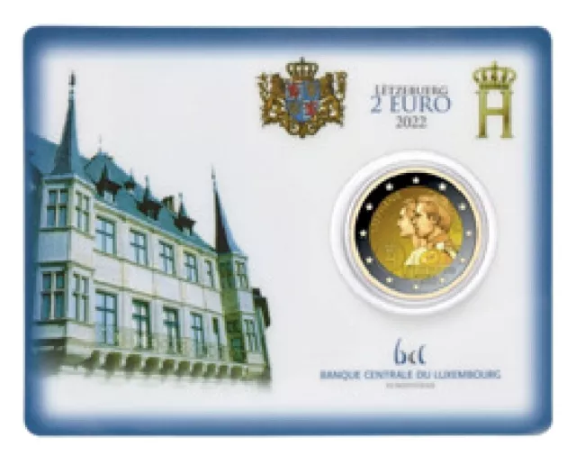 Coincard 2 Euros Commémorative Luxembourg 2022 Mariage Poinçon