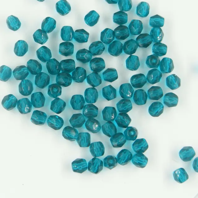 F166 *** 60 perles à facettes verre de Bohême 5mm bleu zircon
