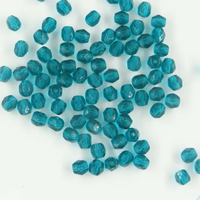 F166 *** 60 perles à facettes verre de Bohême 5mm bleu zircon