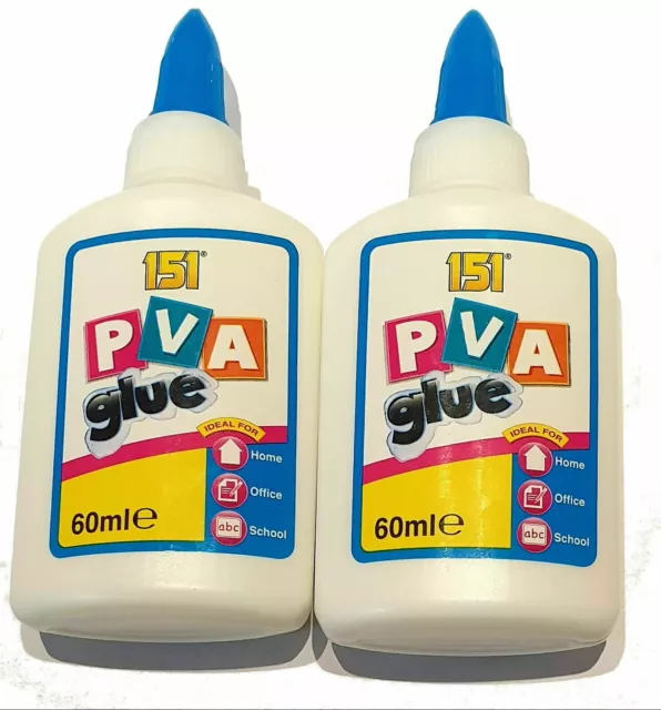 2 X  PVA GLUE BOTTLES Washable Safe Ideal School Craft Home Office Non Toxic