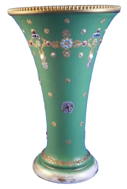 Wundervoll Antik 19thC Französischer Paris Porzellan " Jewelled " Vase