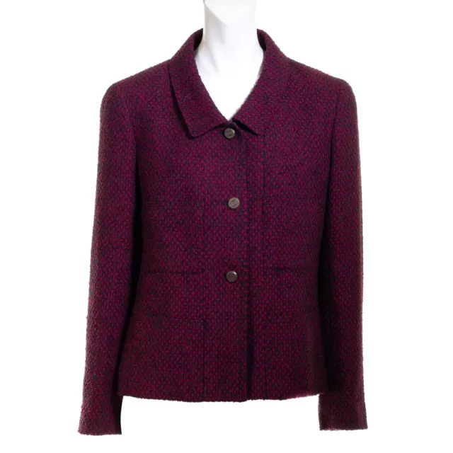 Chanel Jacket Womens 42 Tweed Boucle Coco Button 98A Vintage Fall 1998 Wool Silk