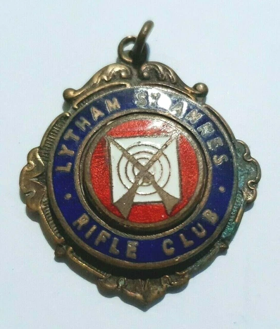 Vintage Lytham St Annes Rifle Club Medal - Brass Enamel - Lancashire
