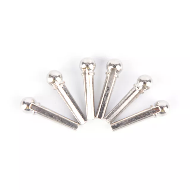 6pcs Metal Bridge Pin Folk Acoustic Guitar String Pin Peg Nail silver color B#DC