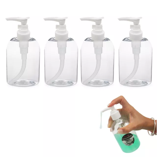 4 Pack Liquid Soap Dispenser Pump Lotion Refillable Shampoo Travel Bottle Clear