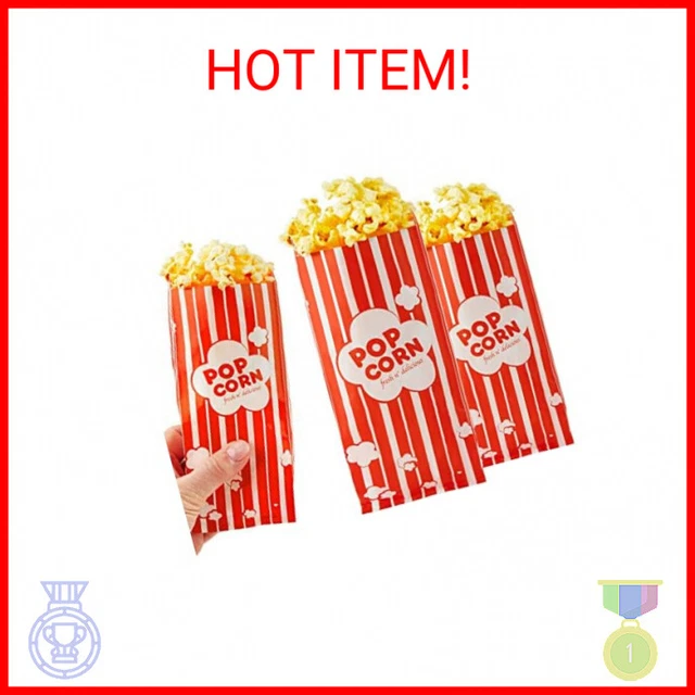 1 oz Paper Popcorn Bags Bulk (500 Pack) Small Red & White Pop-corn Bag Disposabl