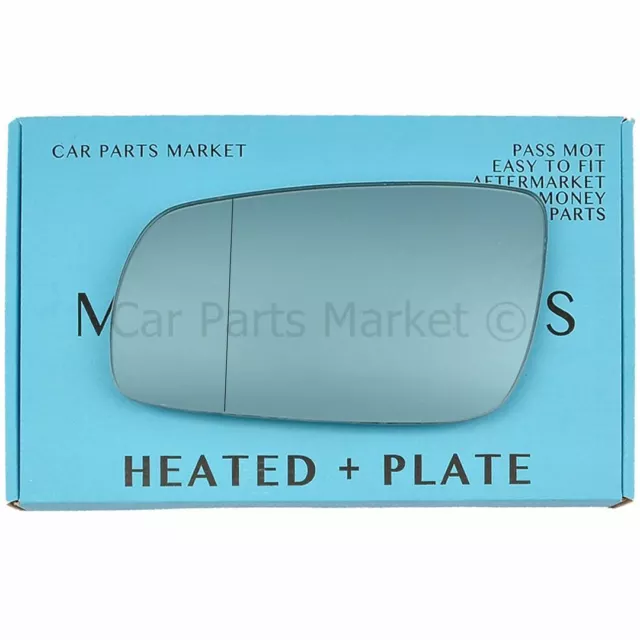 For VW passat 96-04 Left Aspheric Electric Blue wing door mirror glass +plate