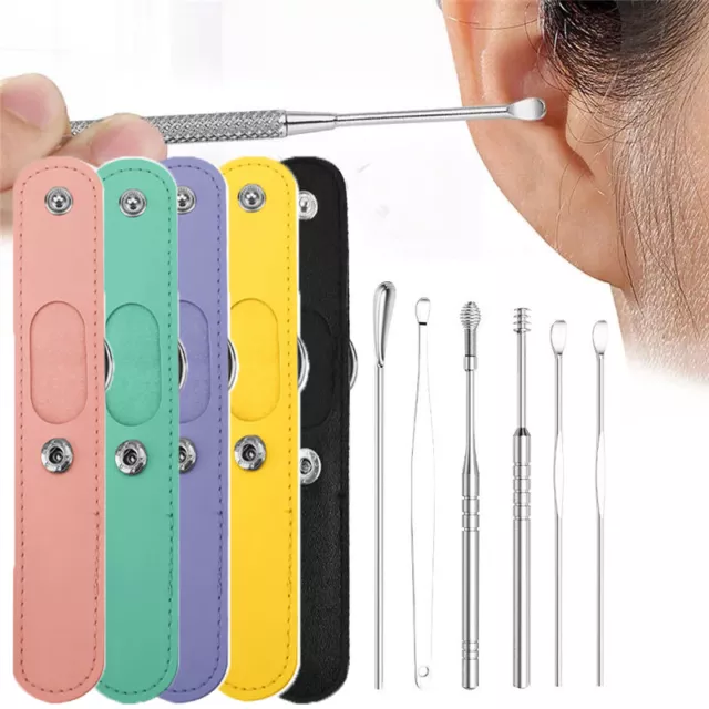 6 pz set pulizia orecchio pick strumento a spirale cucchiaio rimozione cera detersivo ‡