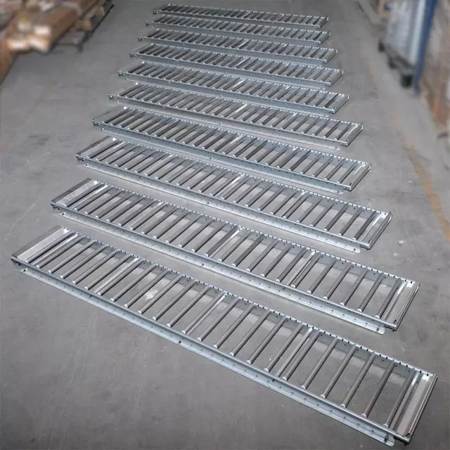 (Lot of 10) Unex Roller Gravity Conveyors 12"W x 76"L Span Track Racking Shelf