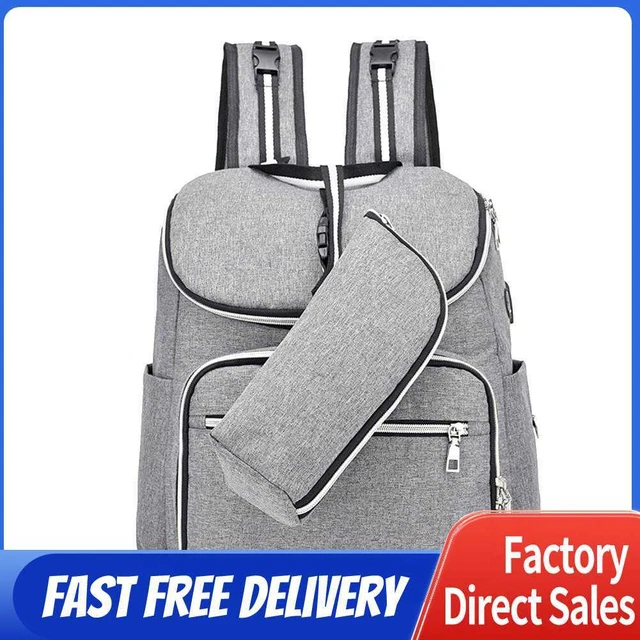 Baby Diaper Bag Backpack Waterproof Mummy Outdoor Large Capacity Bag (Grey)