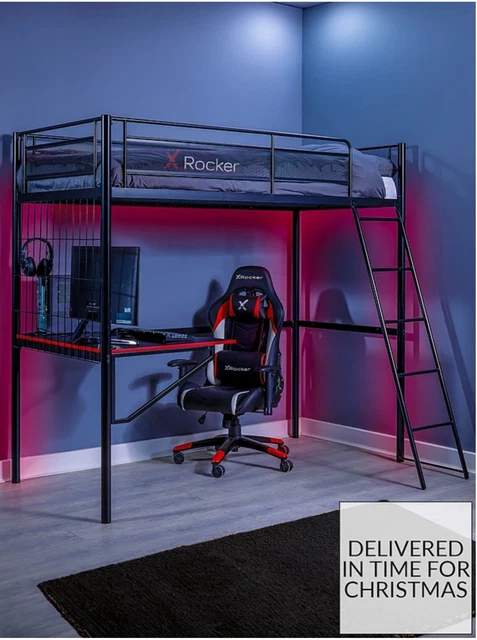 X ROCKER ICARUS XL Single High Sleeper Bunk Bed Gaming Bed 3ft Loft Bed ...