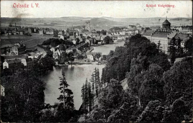 Oelsnitz Sachsen Vogtland alte AK 1916 Panorama Blick mit Schloss Voigtsberg