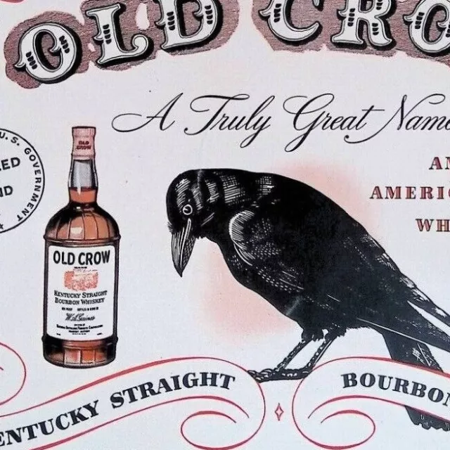 1940s/1950s Old Crow Kentucky Straight Bourbon Whiskey 14 x 10.5" Print Ad