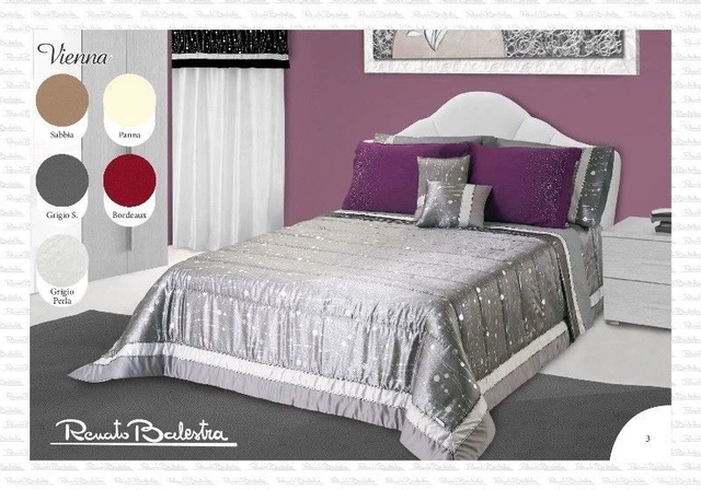 TRAPUNTA TRAPUNTINO MATRIMONIALE Renato Balestra VIENNA + Cuscini Raso Laminato EUR 132,00 - IT