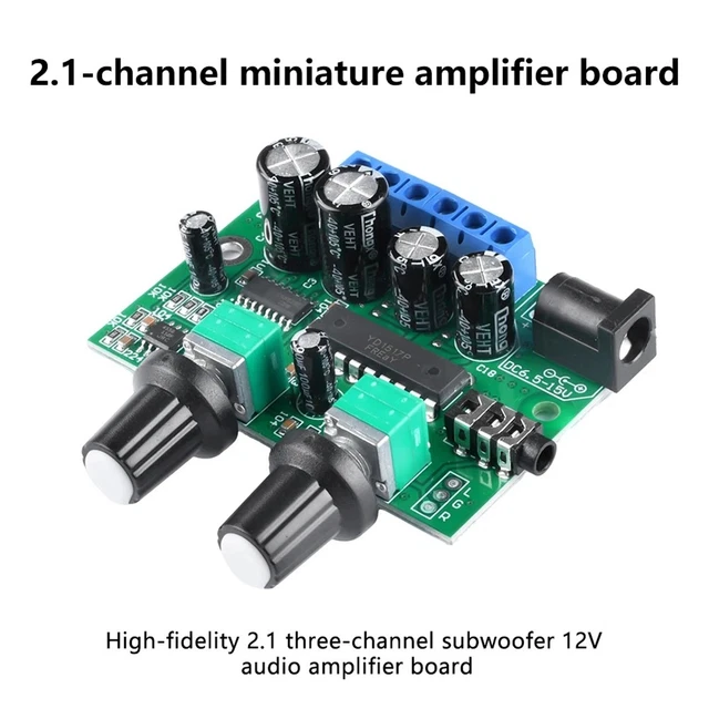 Amplificateur Audio Stéréo 2.1 Canaux 80W X 2 Avec Sortie Caisson De Basses - Pour Home Cinéma, Voiture, PC - Alimentation 12V