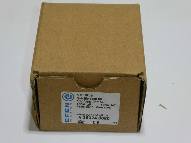 3 fusibili NH00, 160 A, fusibile semiconduttore, EFEN 35024.0080