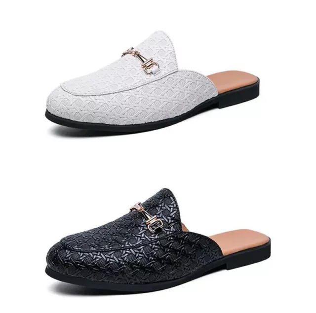 Men's Half Slippers Classic Casual Leather Shoes Closed Toe Work Flats Mules UK