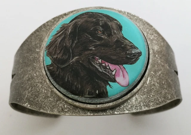 Flat Coated Retriever Original Art Cuff Bracelet