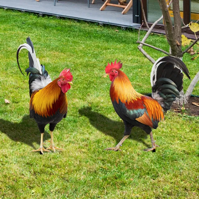 2D Acrylic Rooster Chicken Statue Outdoor Garden Decoration Yard Lawn Sculpture