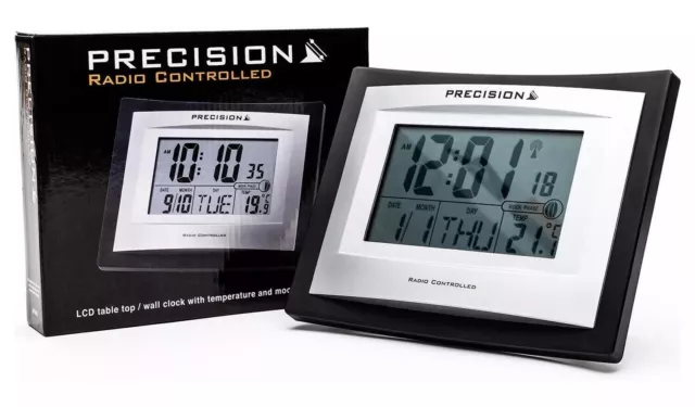 Precision radio control clock digital wall table top alarm big lcd display AP046