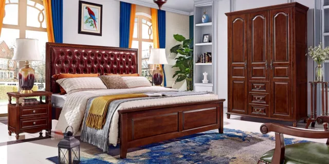 Design Classique Luxe Lits Meuble Lit 2x Nachttische 3tlg. Chambre à Coucher Set