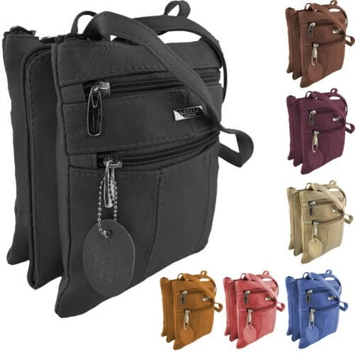 Femmes Triple Section Sac à Main Cuir Véritable Souple Avec Sangle Réglable