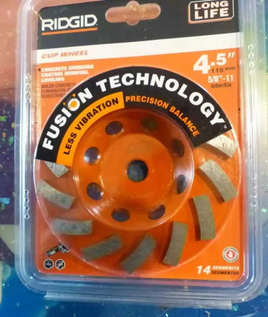 Ridgid 4.5 inch cup wheel for concrete grinding, coating removal, etc