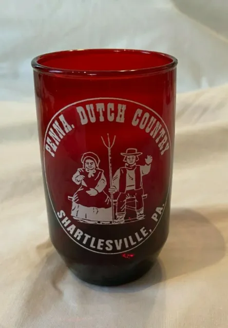 Vintage Anchor Hocking Ruby Red 7 oz Juice Souvenir Glass Shartlesville, PA