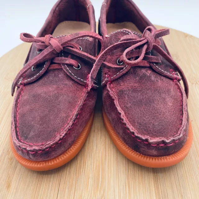 Bed Stu Boat Shoes Womens 6 36 Burgundy Leather Deck Camp Loafers 3