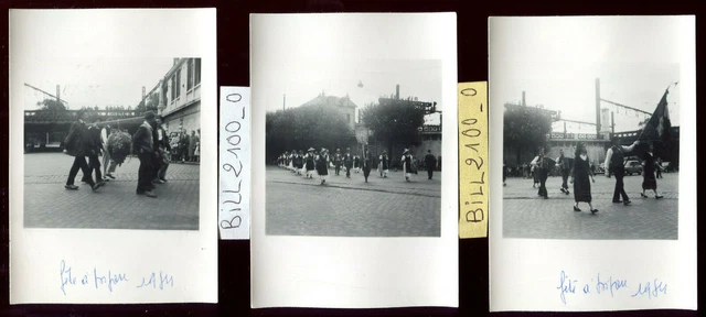 lot de 3 photos . Fête à Dijon . 1954
