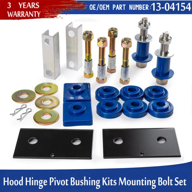 Hood Hinge Pivot Bushing Kits Mounting Bolt Set 13-04154 for Peterbilt 378 379