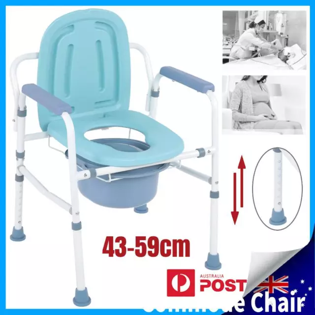 Mobile Shower Toilet Commode Chair Bathroom Bedside Steel Heavy Duty Bedside New