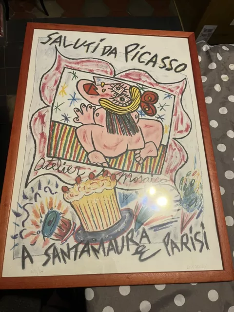 Litografía Numerada Es Firmada Donzelli, Saludos De Picasso, 50x70