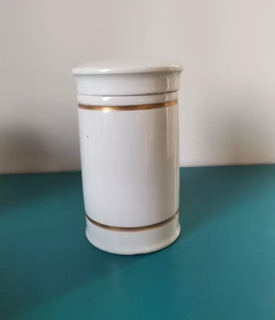 Alte Apotheker Dose Porzellan Apothekergefäß ca 900ml/ ca 18 cm hoch Goldrand