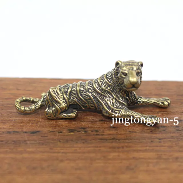Brass Tiger Figurine Statue House Office Table Decoration Animal Figurines Toys