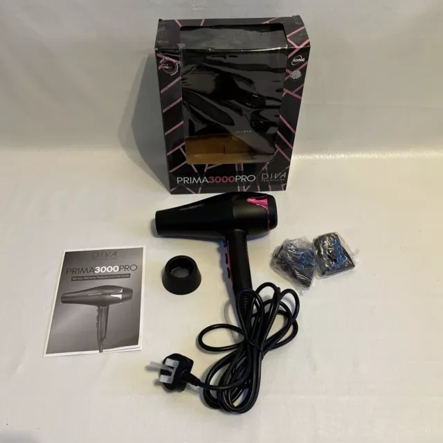 Diva Pro Styling Prima 3000 Pro Hair Dryer Purple - 2200W Professional Hairdryer