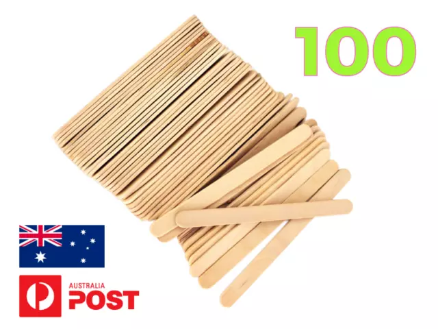 100 X Wooden Craft Stick Paddle Pop Popsicle Ice Cream Sticks Coffee Stirrers