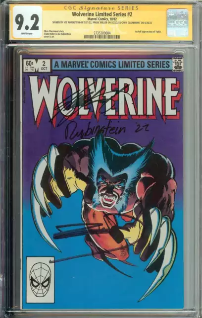 Wolverine Limited Series #2 SS CGC 9.2 Auto x3 Claremont Frank Miller Rubinstein