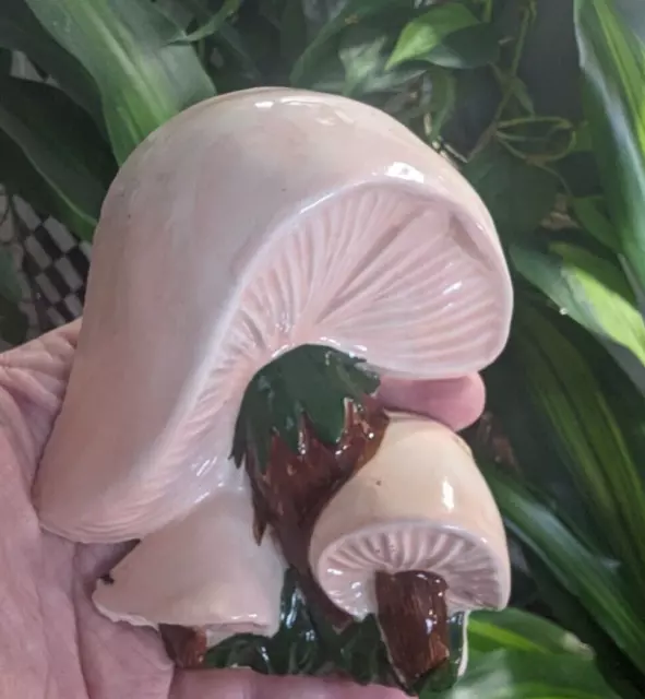 Vintage Duncan Mushroom 3D Ceramic Wall Art Hanging Decor 1975 Cottagecore PINK