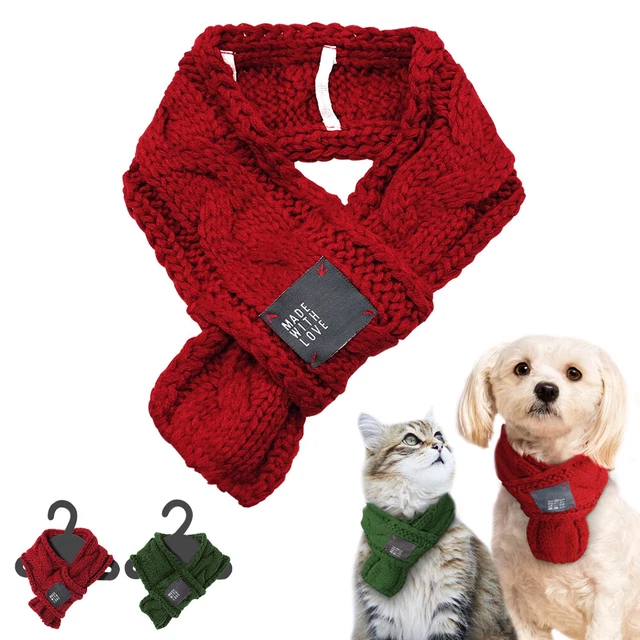 Christmas Pet Dog Cat Puppy Neck Costume X'mas Scarf Knitted Adjustable Collar