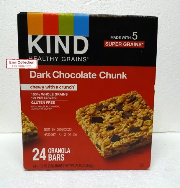 KIND Healthy Grains Bars Dark Chocolate Chunk 24 Granola Bars 28.8oz 840g Box