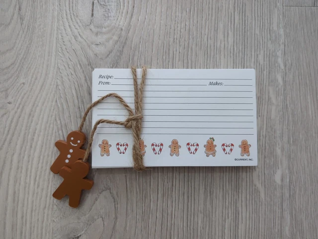 Vtg Blank Unused 38 Recipe Cards Current Inc Gingerbread Christmas Candy Cane