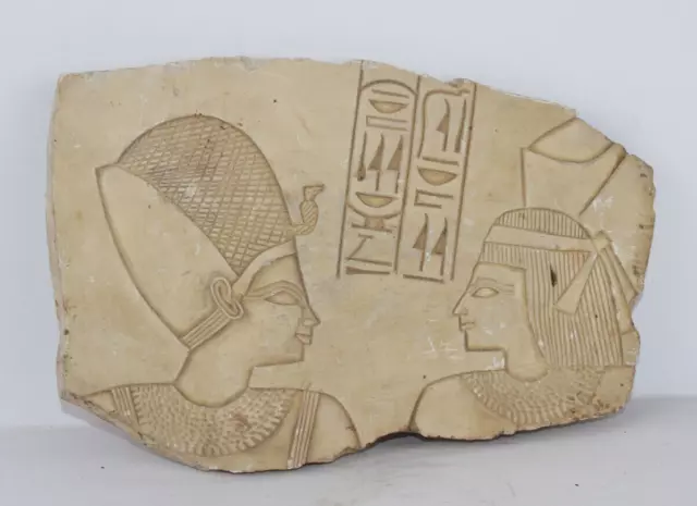 RARO ANTIGUO EGIPCIO ANTIGUO RAMSES II y fragmento de Nefertari Stella...