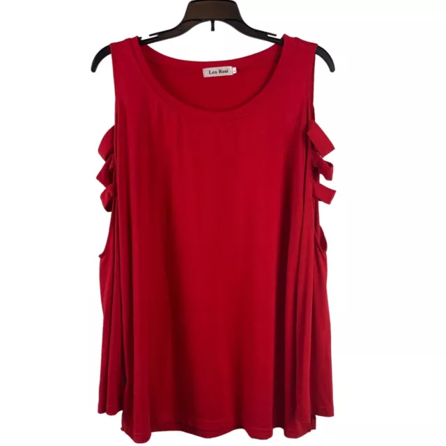 Leo Rosi Womens Cold Shoulder Cut Out Sleeve Top Size L