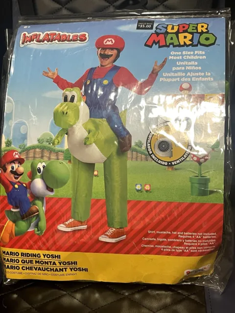 SUPER MARIO BROS. Inflatable Kid's Costume - Mario Riding Yoshi - New ...