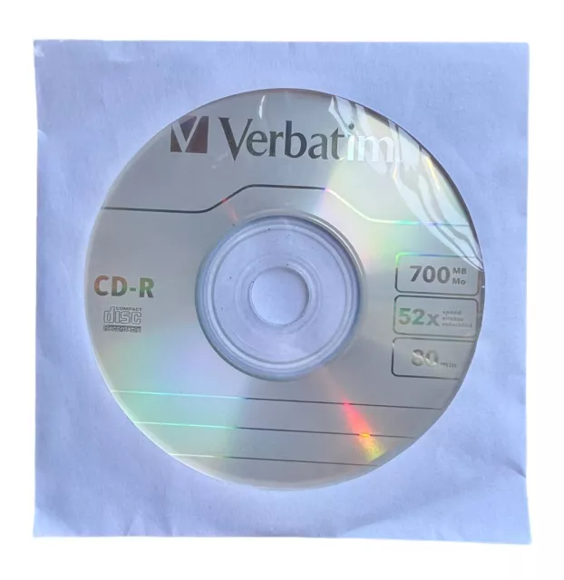 Verbatim CD-R Blank Discs with Sleeve 52x 700MB 80min Media Disc Choose Lot Qty